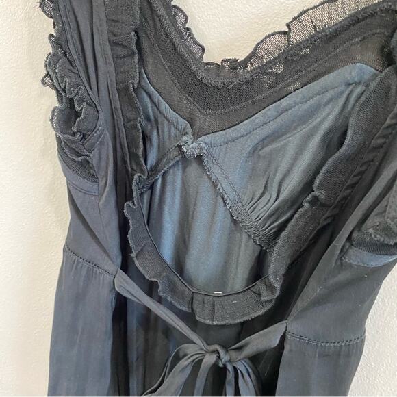 ree People Intimately Ooh Ahh Black Ruffle Lace Bodysuit Tie Back Romantic M - Picture 6 of 10